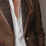 Blazer Femme à Motif Herringbone avec Panneaux Imprimés