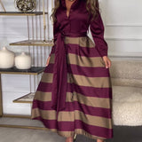 Robe élégante à rayures et à bretelles