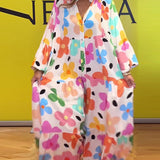 Robe décontractée à manches cloche et imprimé floral coloré