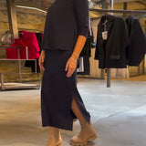 Jupe de costume simple de couleur unie à col rond