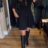 Robe élégante à fermeture éclair de couleur unie