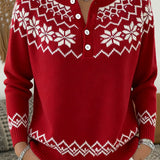 Pull Flocon De Neige Jacquard Demi-Ouvert