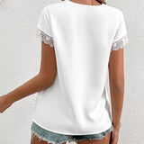 T-Shirt Dentelle Creux Uni