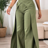 Pantalon Design Croisé Décontracté Jambe Large