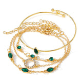 Ensemble de quatre bracelets en strass en forme de losange circulaire