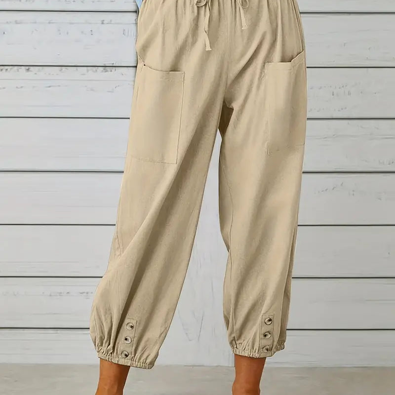 Luciane | Pantalon à cordon et boutons pour femme