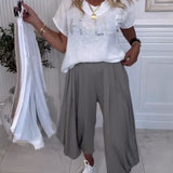 Pantalon Uni Bouffant Décontracté