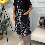 Robe imprimée à manches courtes et col rond
