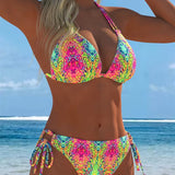 Bikini Coloré Licou Impression