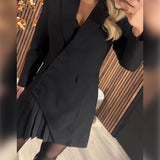 Robe Unie À Revers Et Style Tailleur