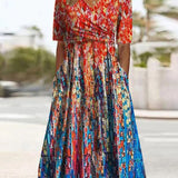 Robe de villégiature imprimée avec poches et col en V