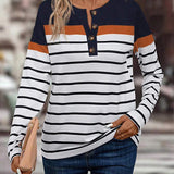 Top Avec Un Motif Rayé Détendu et Une Couleur de Contraste