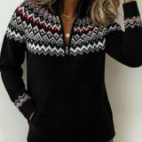 Pull Vintage Demi-Zippé Col