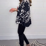 Blouse imprimée à manches cloche et boutons