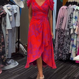 Robe imprimée fendue plissée