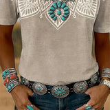 T-Shirt Imprimé Col Rond Manches Courtes