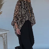 Blouse À Manches Longues Avec Imprimé Chauve-Souris Irrégulier