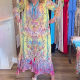 Robe de villégiature imprimée à manches longues