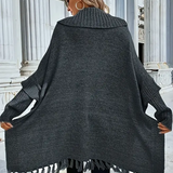 Pull À Col Roulé Avec Manches Chauve-Souris Et Franges