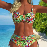 Maillot de Bain en Deux Pièces Accrocheur avec Motif Léopard