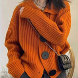 Cardigan à gros boutons et tissage tricot