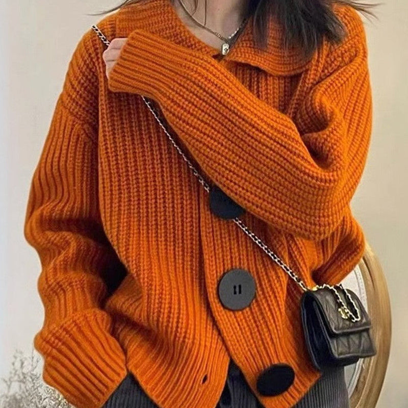 Cardigan à gros boutons et tissage tricot