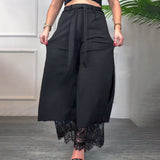 Pantalon À Fente Avec Bordure En Dentelle