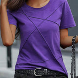 T-Shirt Col Rond Couleur Unie Coupe Cintrée