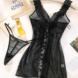 Chemise de Nuit Sexy Bretelles Dentelle