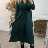 Robe sexy unie avec manches longues