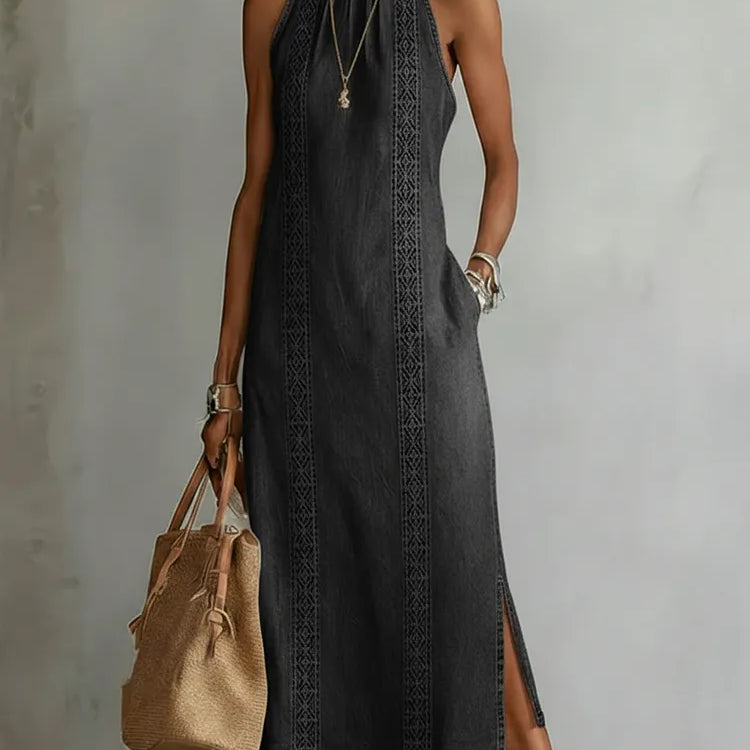 Soline | Robe en denim à dentelle rétro