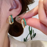Boucles d'oreilles émeraude élégantes à double couche