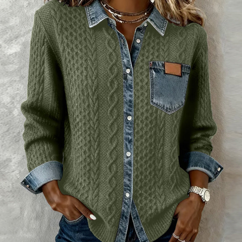 Chemise Manches Longues À Patchwork Jean