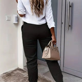 Pantalon Poches Slim-Fit Court