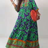 Robe longue décontractée imprimée à col en V