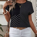 T-shirt Col Rond Imprimé Pois