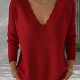 Pull Col En V Doux Tricoté