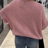 Cardigan décontracté à manches longues et lacets de couleur unie
