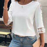 T-shirt Uni Creux Crochet Patchwork