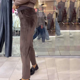 Pantalon simple de couleur unie, chaud et confortable