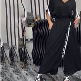 Costume Col V Irrégulier Pantalon Ample