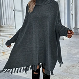 Pull À Col Roulé Avec Manches Chauve-Souris Et Franges