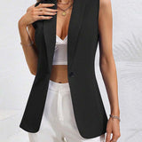 Manteau Cardigan Sans Manches À Bouton Unique