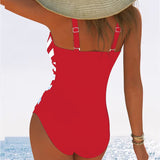Maillot de bain une pièce décontracté à rayures et col en V