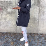 Manteau à capuche décontracté avec cordon de serrage et imprimé lettre