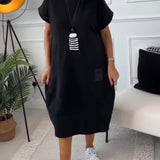 Robe décontractée à manches courtes et imprimé lettre simple