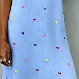 Robe Colorée À Imprimé Cœur Et Col En V