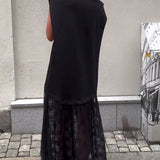 Robe sans Manches en Mesh et Patchwork