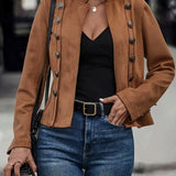 Veste élégante à double boutonnage de couleur unie