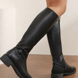 Bottes Mi-Mollet Femme À La Mode Avec Fermeture Éclair Latérale